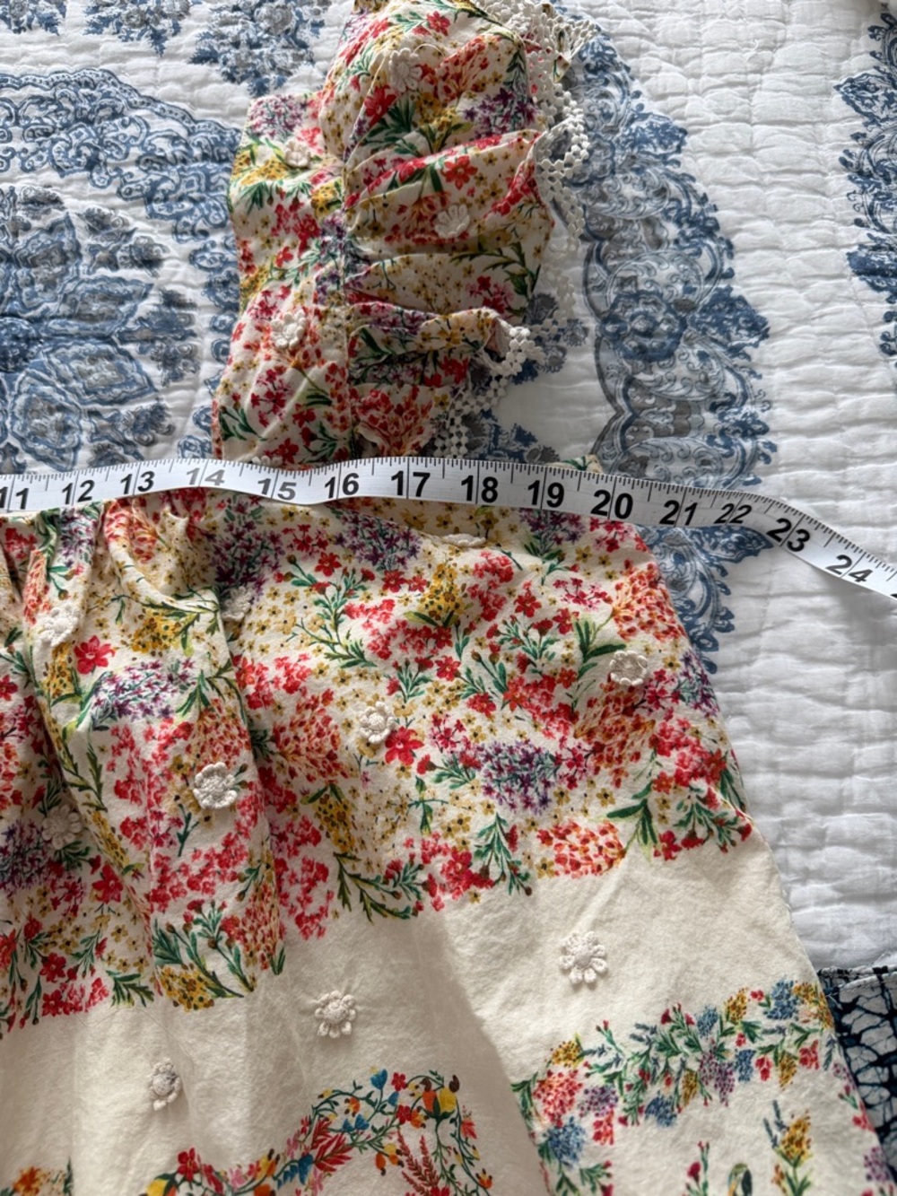 Farm Rio Cream Floral Ruffle-Sleeve Top - Picture 6 of 8